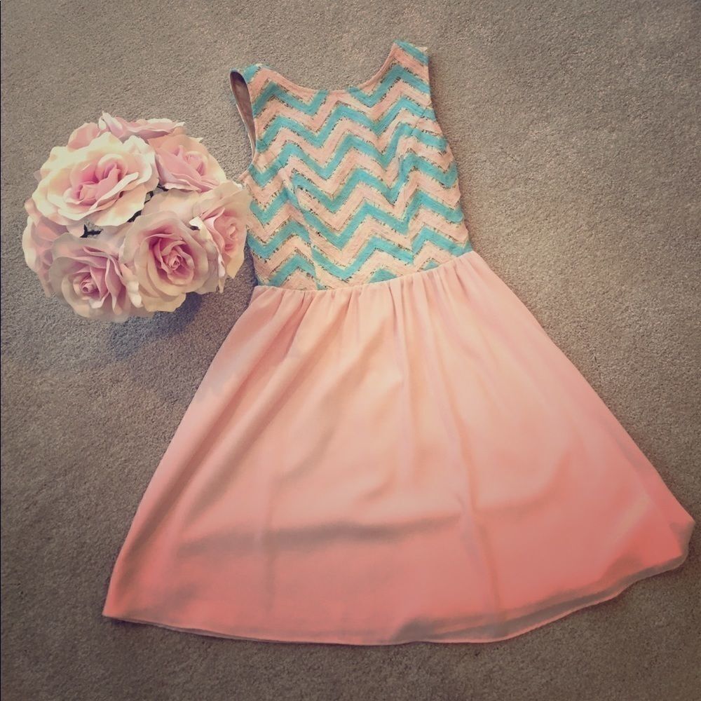 𝅺mm couture pink and turquoise dress S